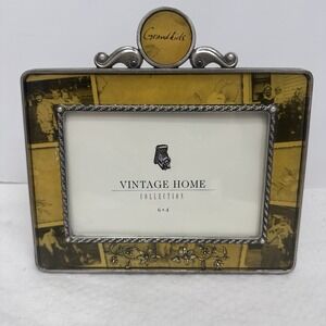 Grandkids Photo Frame‎ Glass Ornate Metal Grandchild Picture Grandchildren VTG